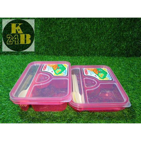 518 2 Sizes Sunnyware Bento Box W Sauce Pocket Spoon Fork 3