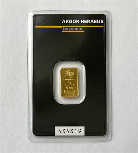 2 Grams Gold 999 Argor Heraeus Sealed No Reserve Price