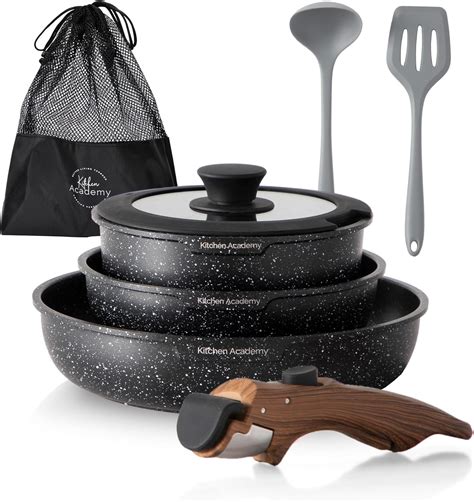 Kitchen Academy Non Stick Cookware Set Piece Granite Coated