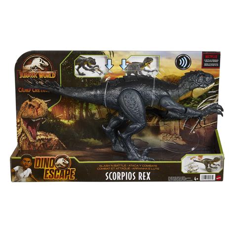 Mattel Jurassic World Slash N Battle Scorpios Rex Action Sound