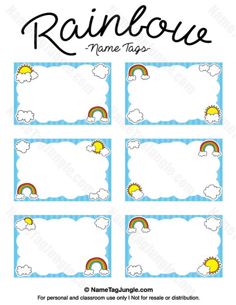 Printable rainbow name tags