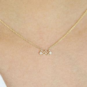 Aquarius Zodiac Sign Diamond Necklace, Aquarius Necklace, Aquarius Pendant, Diamond Zodiac ...