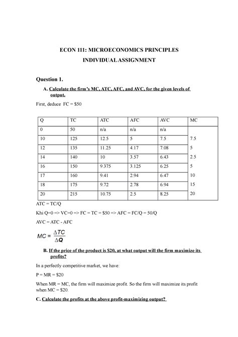 ECO2 I Dont Know ECON 111 MICROECONOMICS PRINCIPLES INDIVIDUAL