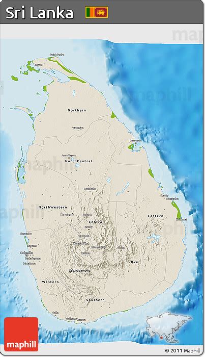 Free Shaded Relief D Map Of Sri Lanka Physical Outside