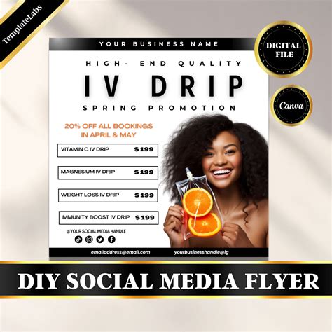 IV Therapy Instagram IV Drip Template Iv Drip Flyer Spring Sale