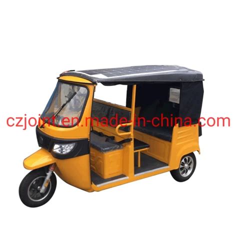 Solar Panel Energy Electric Three Wheeled Passenger E Rickshaw Tuk Tuk