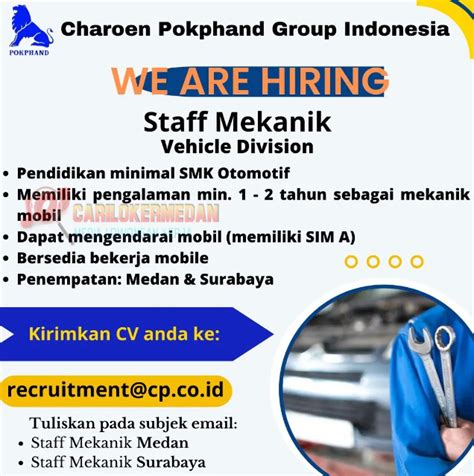 Loker STM SMK Di PT Charoen Pokphand Indonesia Medan 2023