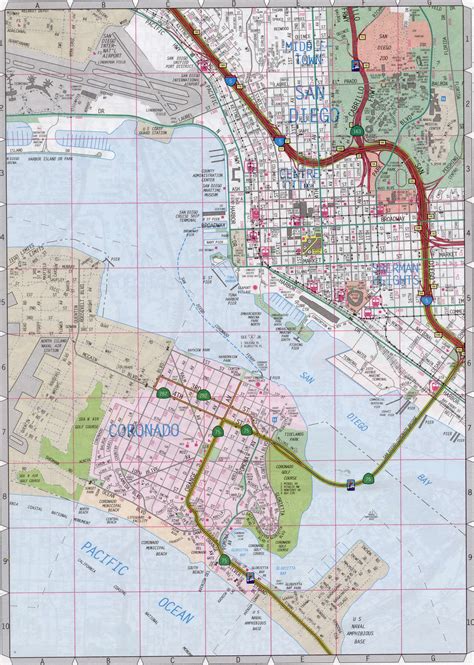 Map of Coronado city, San Diego county California. Free large detailed ...