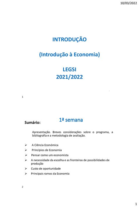 Aula Semana Introd Port Introduo Introdu O Economia Legsi