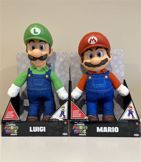 The Super Mario Bros Movie 2023 Mario And Luigi Poseable Plush Figure ...