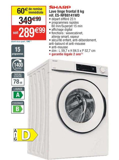 Promo Lave Linge Frontal Kg Sharp Chez Cora Icatalogue Fr