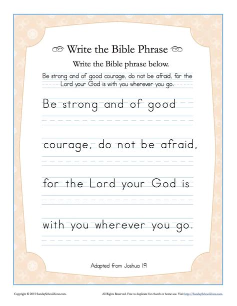 Joshua 19 Write The Bible Phrase Worksheet