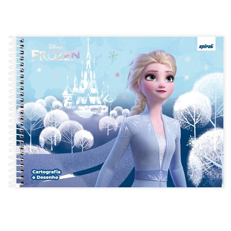 Caderno Cartografia E Desenho Capa Dura Folhas Disney Frozen Spiral