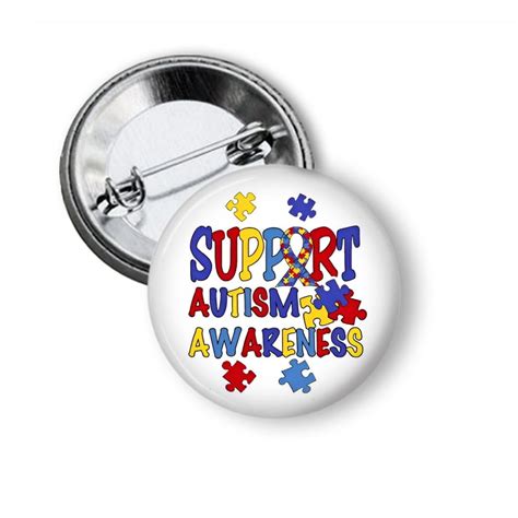 Support Autism Awareness Button Pin Etsy