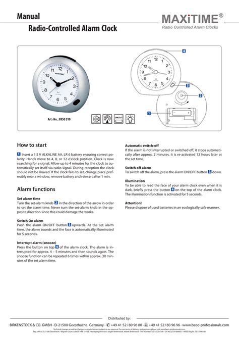 Radio Controlled Clock Setting Instructions