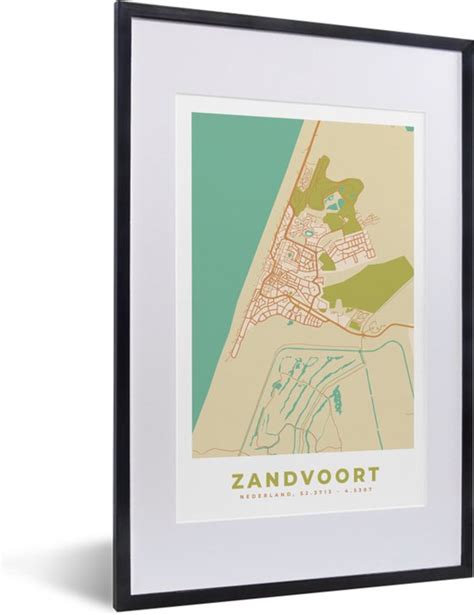 Fotolijst Incl Poster Plattegrond Zandvoort Kaart Stadskaart