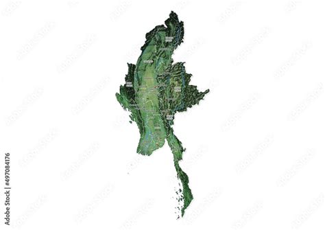 Isolated Map Of Myanmar With Capital National Borders Important