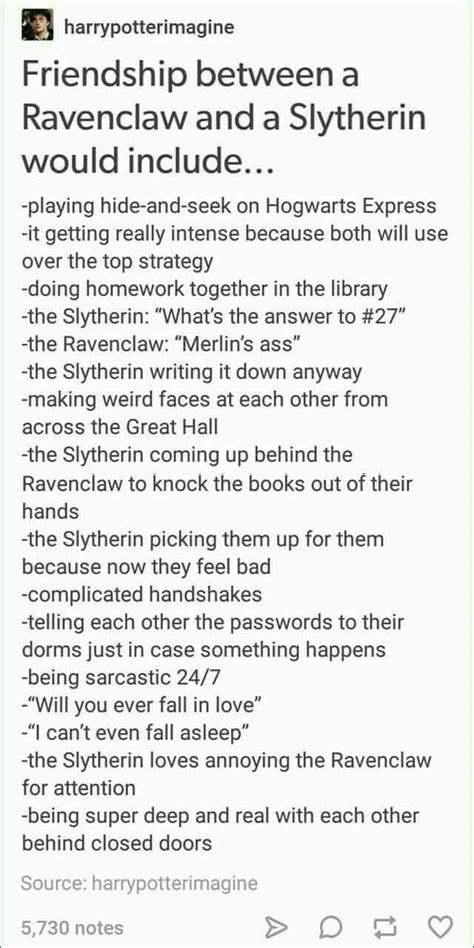 Ravenclaw And Slytherin Friendship Hogwarts Harry Potter Houses