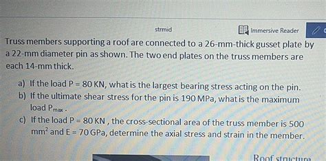 Solved Strmid E Immersive Reader Truss Members Supporting A Chegg