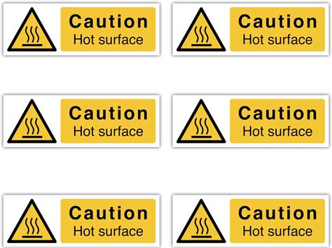 30CM X 10CM Pack Of 6 Self Adhesive Caution Hot Surface Stickers Caution Hot Surface Sign