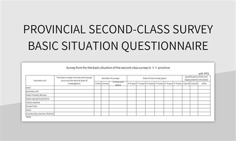 Provincial Second Class Survey Basic Situation Questionnaire Excel