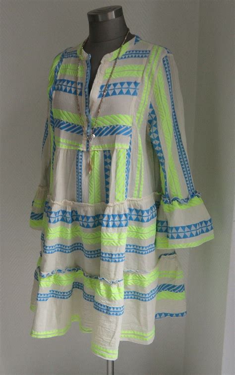 Gewebtes Pali Tunika Kleid Palikleider Beige Blau Neon Gelb Etsy De