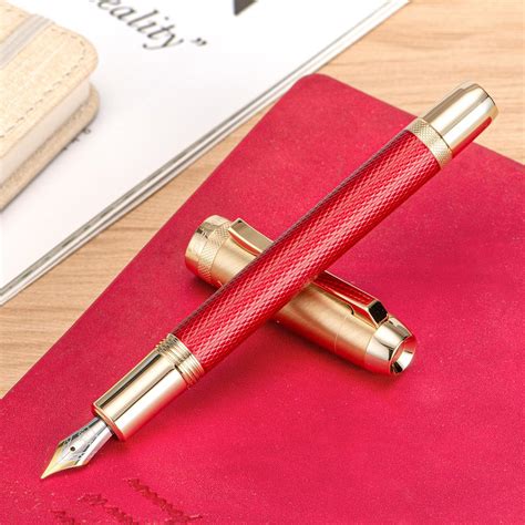 Jinhao Pluma Estilogr Fica Roja De Punta Media Metal S Lido Con