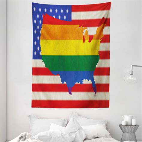 Pride Decorations Tapestry Usa American Flag With Rainbow Gay Marriage