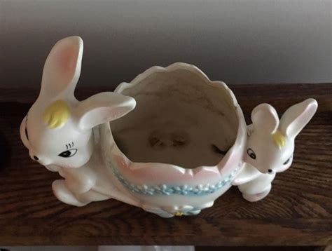 Vintage Inarco Bunny Rabbits Planter Vase Adorable Easter Basket E 2369 1912837515