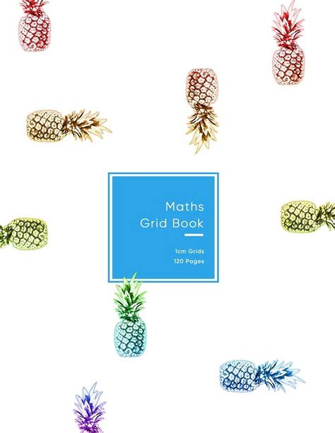 Maths Grid Book Colourful Rainbow Pineapple Fruity Design 1cm Size