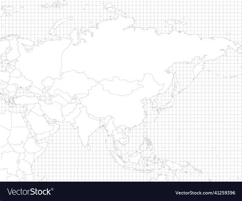 Asia simple outline blank map Royalty Free Vector Image