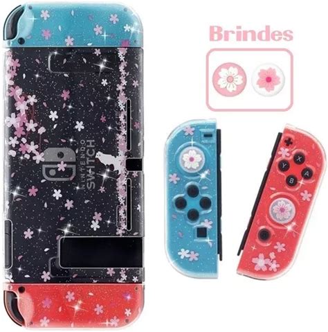 Capa Case Proteção Tpu Macio Transparente Sakura Para Switch Frete grátis