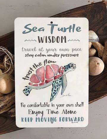 Dyenamic Art Sea Turtle Wisdom Sea Turtle Gift Metal Sign Inspirationa