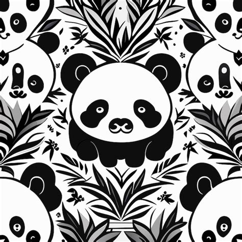 Panda Oso Patr N De Tela Tailandesa Sin Costura De Tono Blanco Y Negro