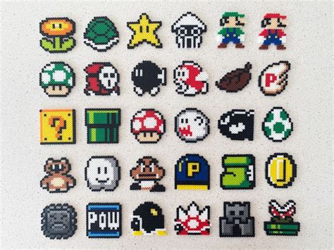 Super Mario Bros Elements Perler Beads Art Nintendo Video Game Can Be