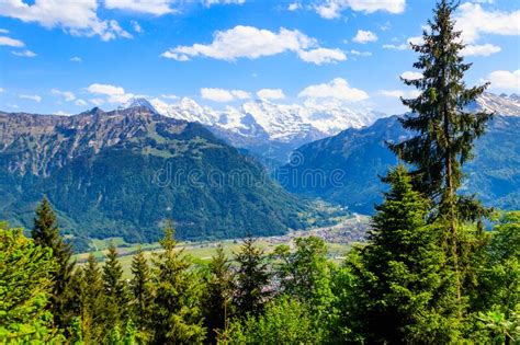 Breathtaking Aerial View Of Interlaken And Swiss Alps From Harder Kulm