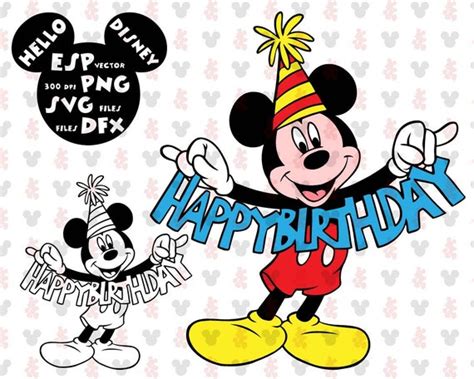 Disney Svg Mickey Mouse Happy Birthday Clipart Disney Cut Etsy