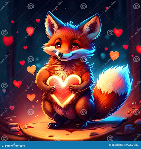 Cute Dhole Hugging Heart Valentine S Day Greeting Card Cute Fox With