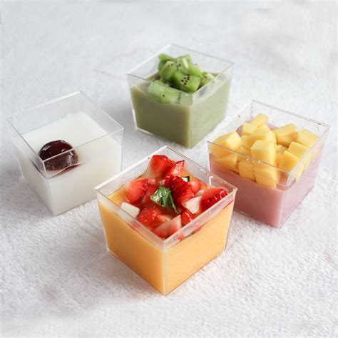 With Lid5oz 150mL 25pcs Disposable Cup Square Plastic Dessert Cup