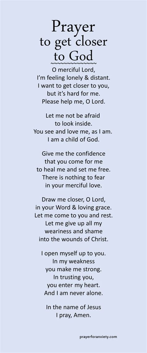 A Poem With The Words Prayer To Get Closer To God