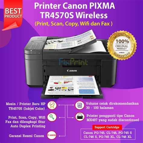 Jual Printer Canon Pixma TR4570s TR4670s Wireless Print Copy Scan ADF