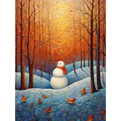 Bimkole D Diamond Painting Diy Kits Bonhomme De Neige No L Peinture D