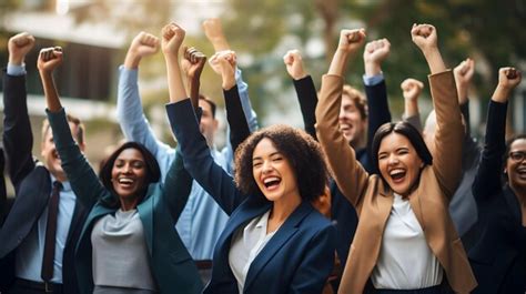 premium photo  group  employee celebrating  achievement