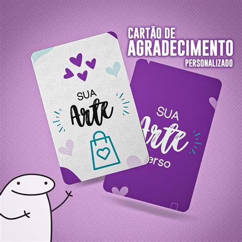 Cartão de Agradecimento Personalizado Frente e Verso 4 7 X 8 7cm