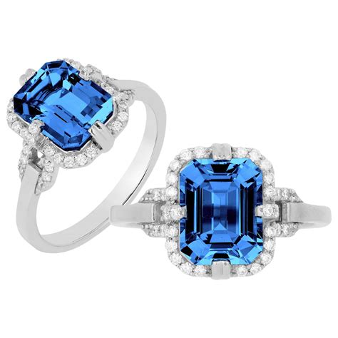 Goshwara London Blue Topaz Emerald Cut And Diamond Ring For Sale At 1stDibs