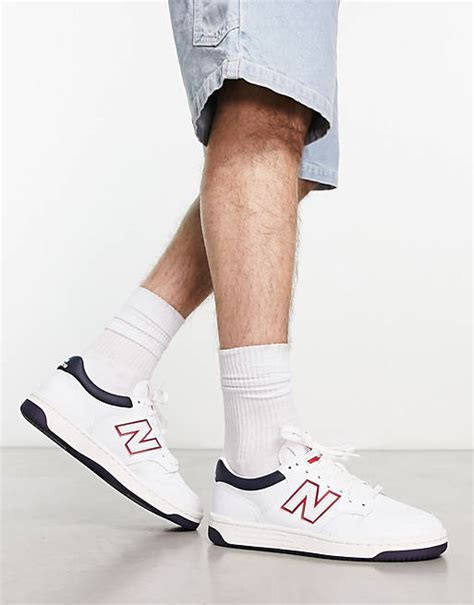 New Balance 480 Sneakers Bianche E Blu Navy Con Dettaglio Rosso Asos