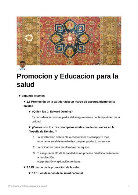 Promoción y educación para la salud ESPM MEDICINA uDocz