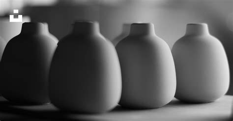 A Row Of White Vases Sitting On Top Of A Table Photo Free Vase Image