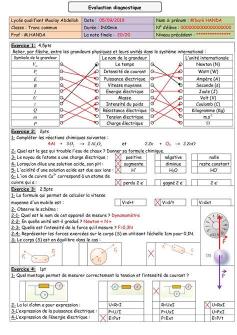 exercices corrigés de physique tronc commun pdf