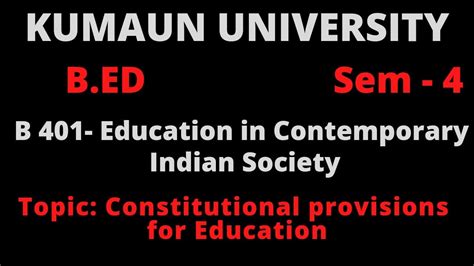 Constitutional Provisions For Education B 401 Education In